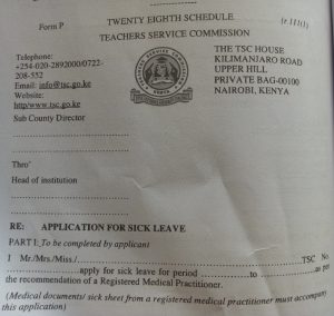 APPLICATION FOR SICK LEAVE