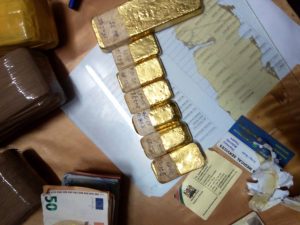 Bundles of fake currencies confiscated from the the suspects