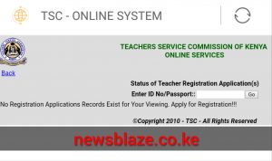 TSC Online portal for checking registration status