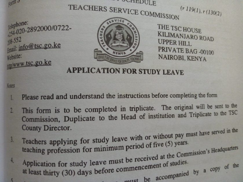 TSC: LEAVES, TYPES OF LEAVES TEACHERS CAN BE GIVEN, HOW TO APPLY FOR LEAVES: Special leave