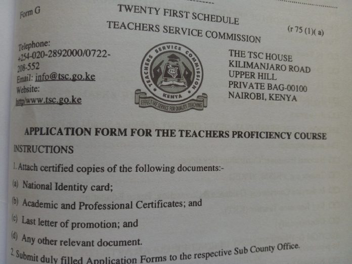 APPLICATION FOR TEACHER PROFICIENCY COURSE