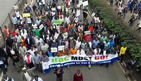 File Photo- Kenyans in a demonstration against the IEBC