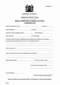 KENYA SECONDARY SCHOOL LEAVING FORM, FREE DOWNLOAD