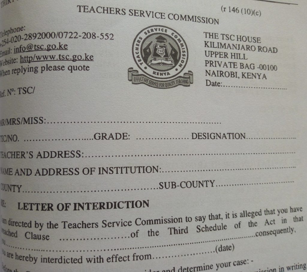 LETTER OF INTERDICTION