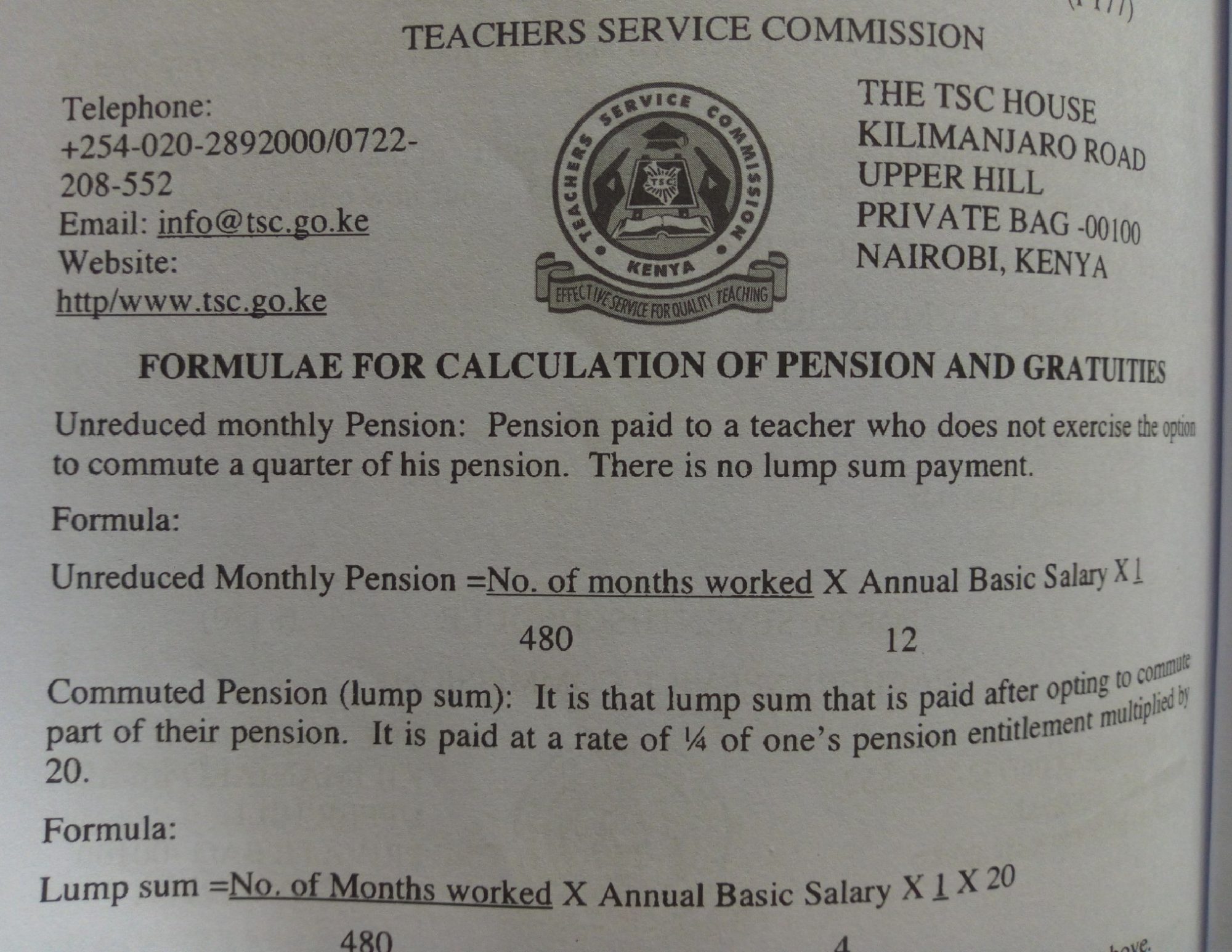 PENSION CALCULATION FORMULA