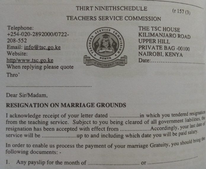 RESIGNATION ON MARRIAGE GROUNDS RESIGNATION ON MARRIAGE GROUNDS