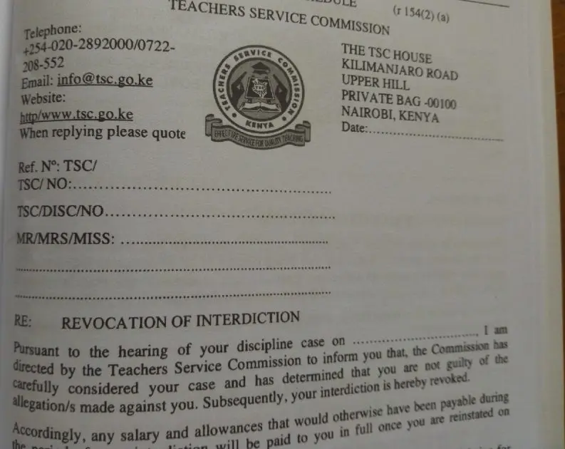 TSC REVOCATION OF INTERDICTION TSC REVOCATION OF INTERDICTION