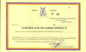 Certificate of good conduct Certificate of good conduct