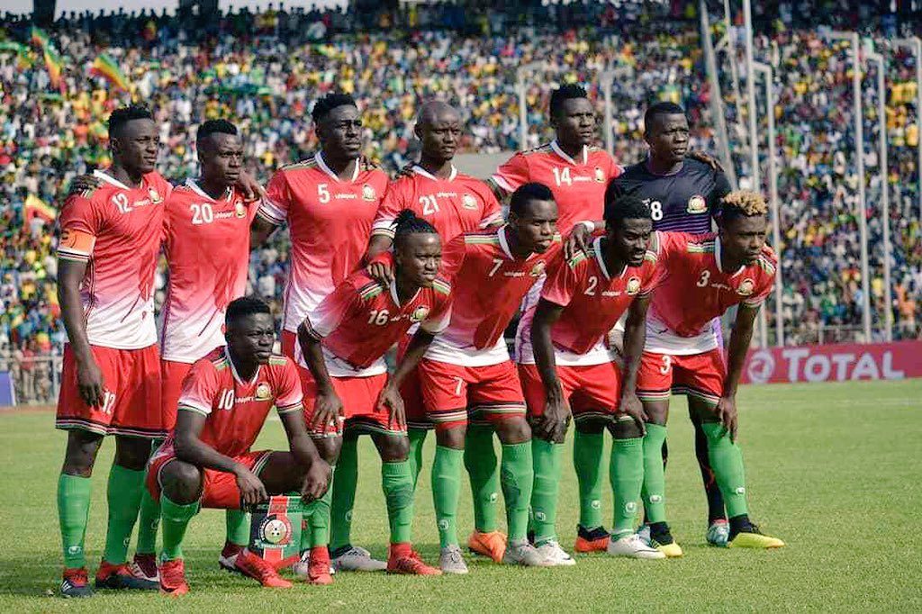File photo: Harambee Stars pose for a group photo before a playing at a past match