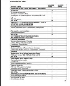 TSC Headship score sheet