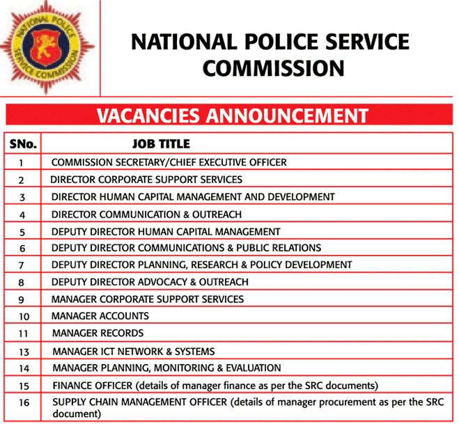 National Police Service Commission Latest news (Newsletter) and job vacancies