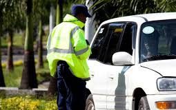 A traffic police officer on duty