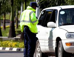 A traffic police officer on duty