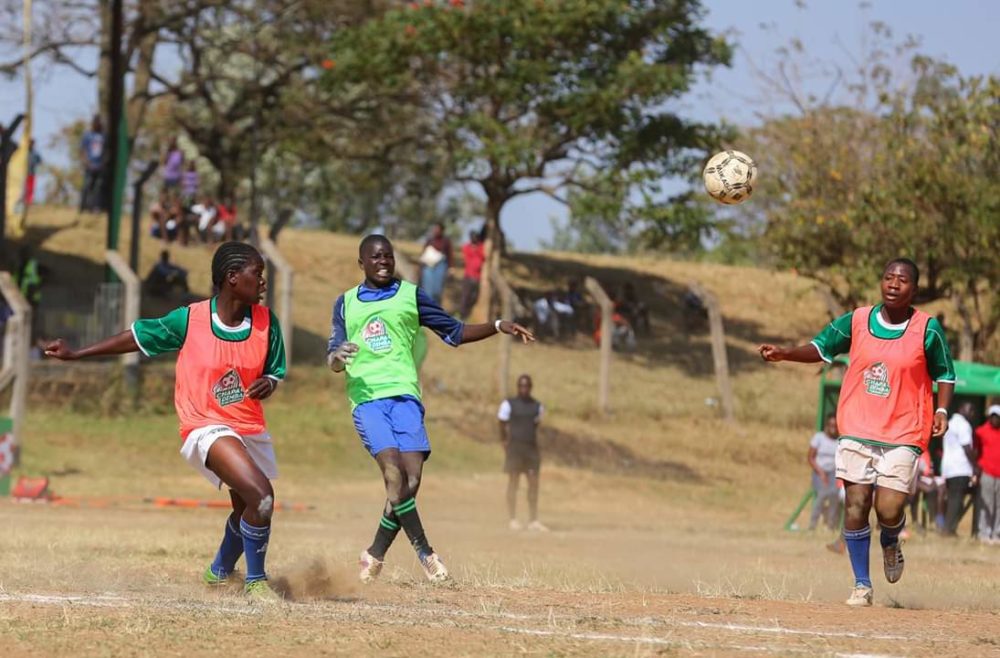 Girls in a past Chapa Dimba clash. The Western Region Finals will be played at Bhukungu Stadium, this weekend
