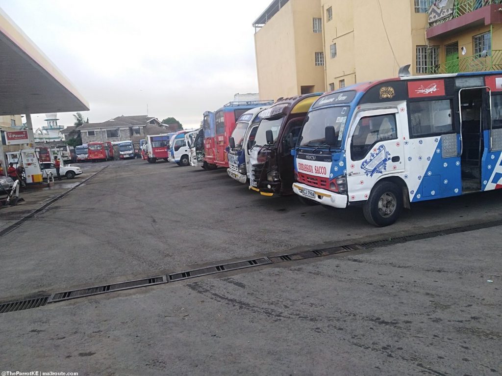 Public Service Vehicles packed in Nairobi this morning for fear of the traffic rules crackdown