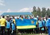 Rwanda's participants and officials during a match past at the opening ceremony of the 2018 FEASSSA games. Rwanda hosted this year's games at Musanze City.