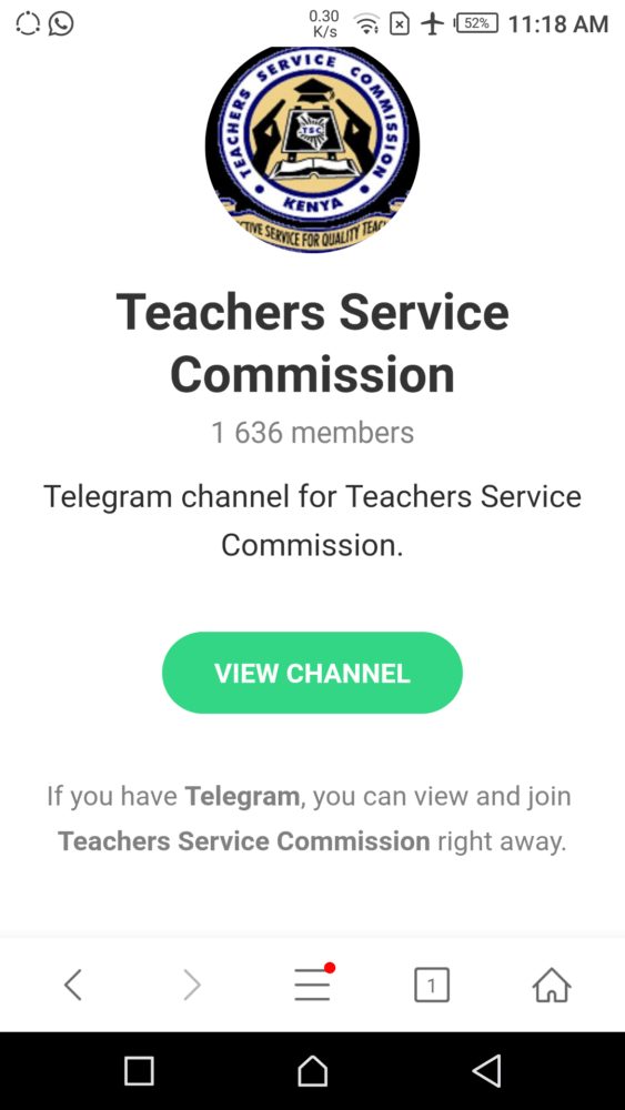 The Teachers Service Commission's Telegram Channel