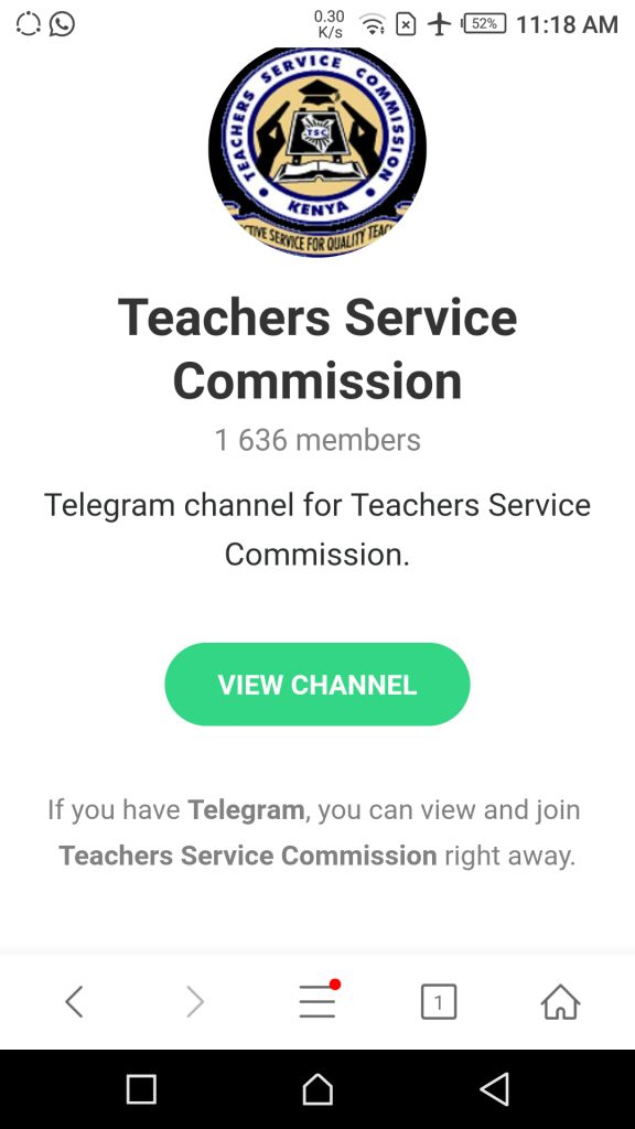 The Teachers Service Commission's Telegram Channel