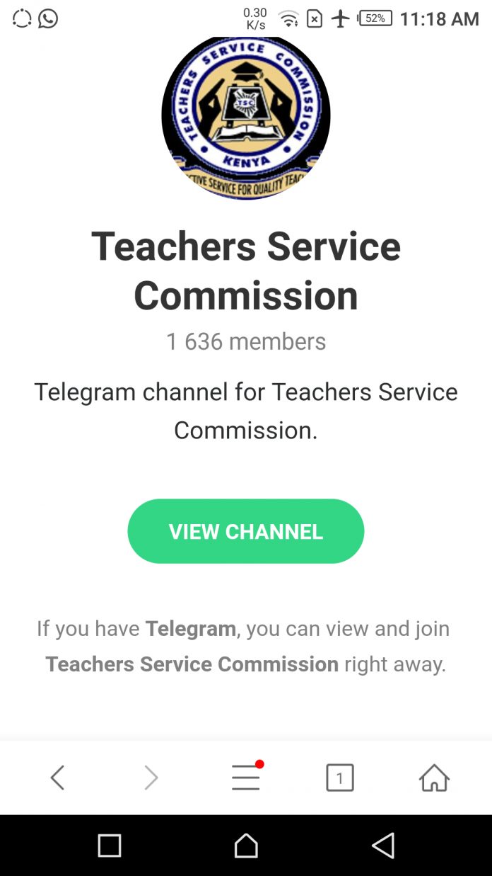 The Teachers Service Commission's Telegram Channel