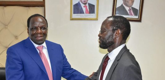 Kakamega governor, Wycliffe Oparanya- Left, with his Kisumu County counterpart, Anyang' Nyong'o. Oparanya has been elected the new chair to the Council of Governors