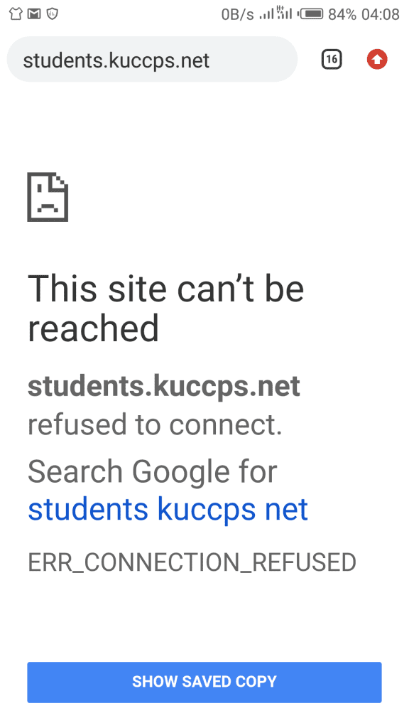 The KUCCPS online portal. The portal has been experiencing a downtime since it is under maintenance.
