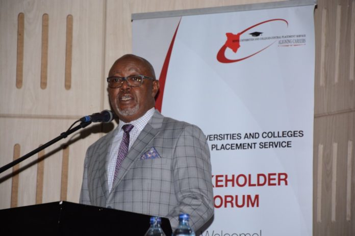 KUCCPS boss Dr John Muraguri during the release of the 2019 placement results