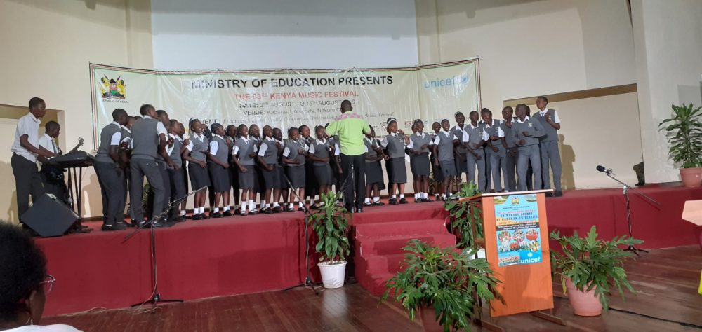 Image- Sacred Heart Secondary school from Coast in a rendition of a Zilizopendwa song during this year's Kenya Music festival at Kabarak university.