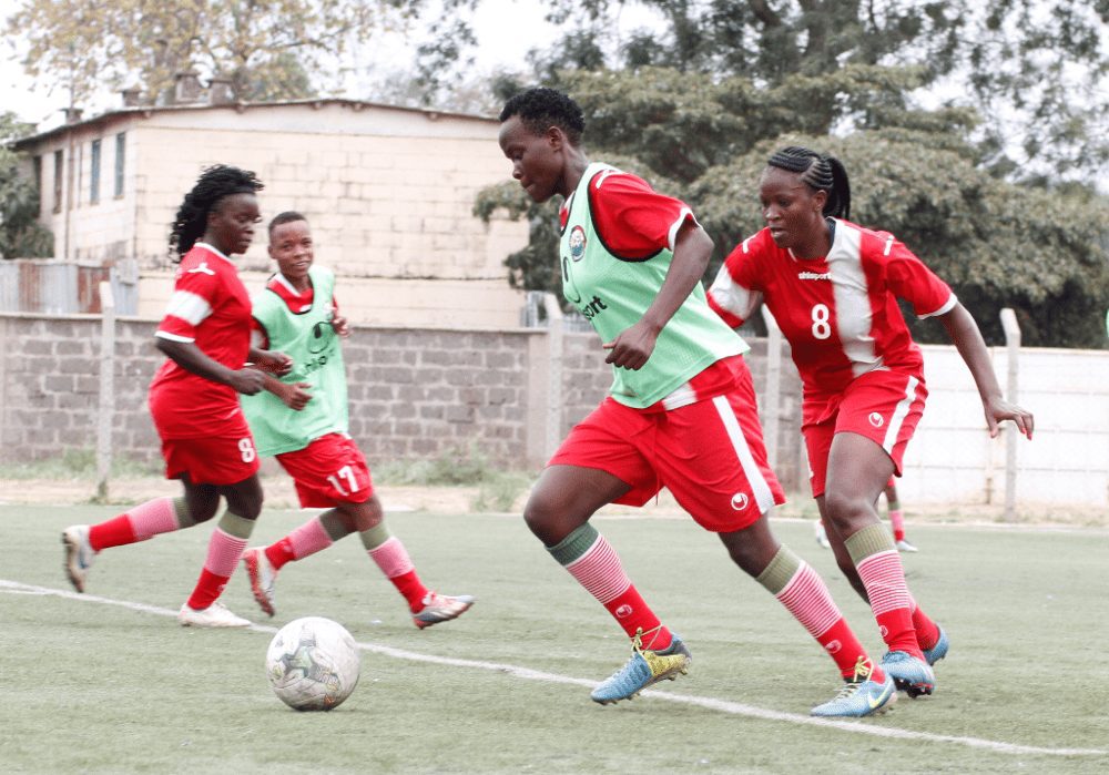 Image- Kenya's Harambee Starlets players at a training session.