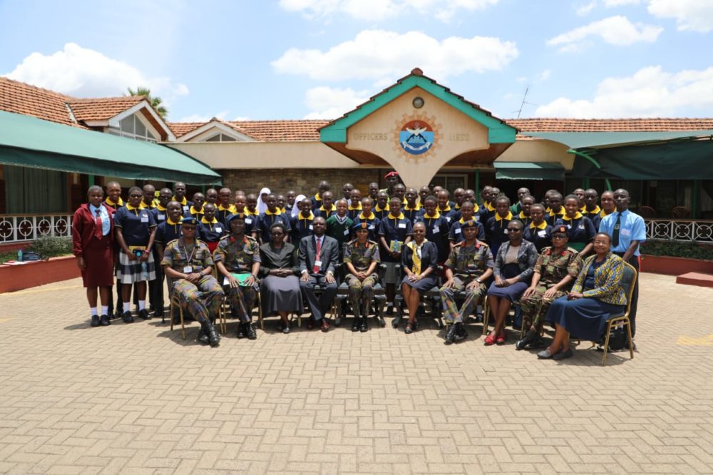 The Best preforming students from 13 counties and beneficiaries of Pupils Reward Scheme (PURES) programme when they visited the Defence Headquarters and the Moi Air Base for mentorship on the roles, functions and opportunities within the Kenya Defence Forces.
