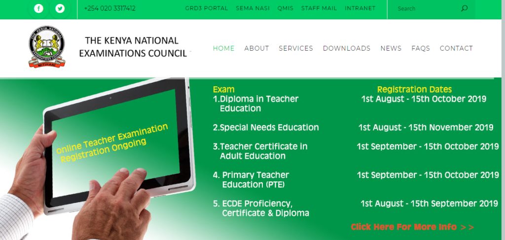 KNEC Teacher Exams online registration, requirements Time Tables and results