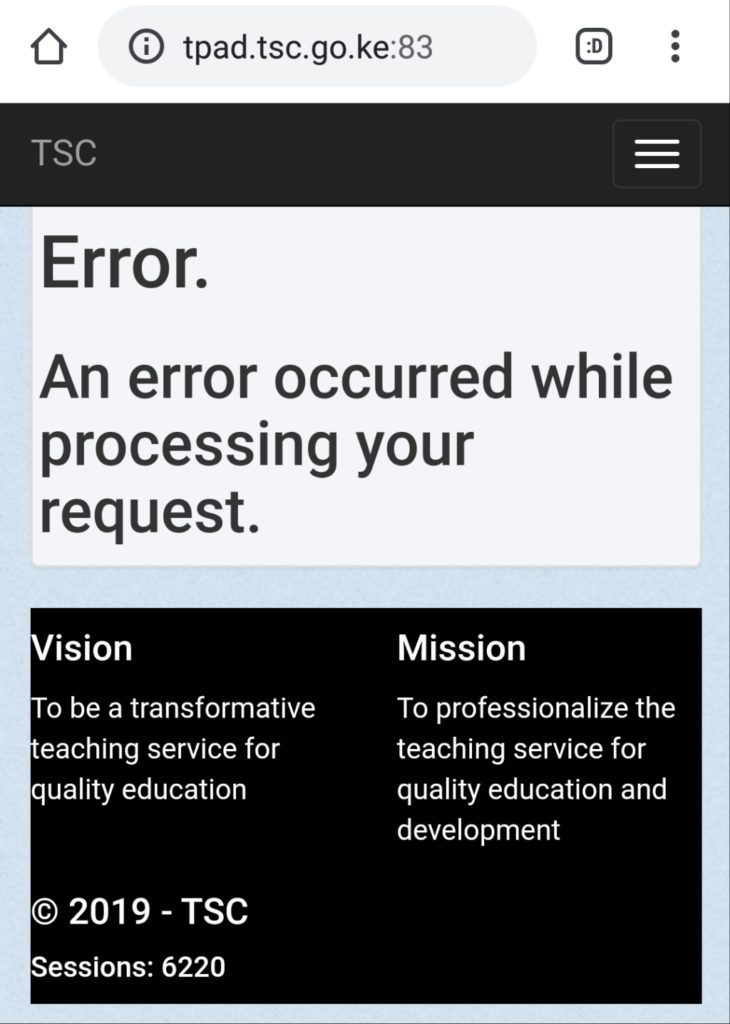 TPAD portal experiences run time errors.