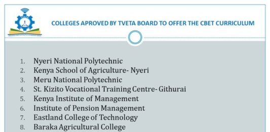 These are the TVET colleges that have been approved by the TVETA board to offer CBET programmes.