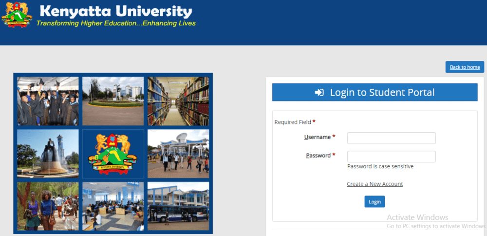 How to Log in to Kenyatta University Students Portal online, for Registration, E-Learning, Hostel Booking, Fees, Courses and Exam Results