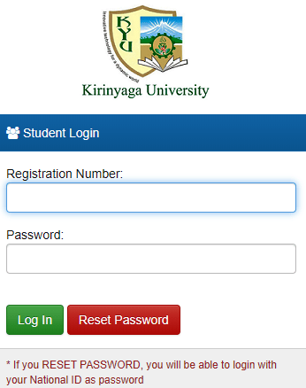 How to Log in to Kirinyaga University Students Portal online, for Registration, E-Learning, Hostel Booking, Fees, Courses and Exam Results