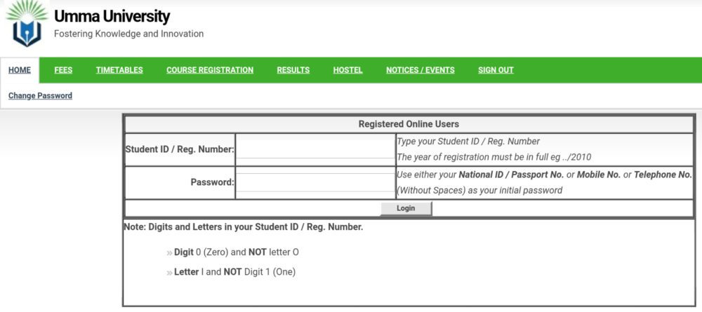 How to Log in to Umma University Students Portal, https://students.umma.ac.ke, for Registration, E-Learning, Hostel Booking, Fees, Courses and Exam Results