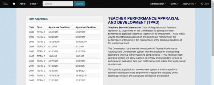 TSC sets deadline for filling 2019 term 3 TPAD data online by teachers; How to fill Teachers' Appraisal form online, deadline for Appraiser and Appraisee data TSC sets deadline for filling 2019 term 3 TPAD data online by teachers; How to fill Teachers' Appraisal form online, deadline for Appraiser and Appraisee data