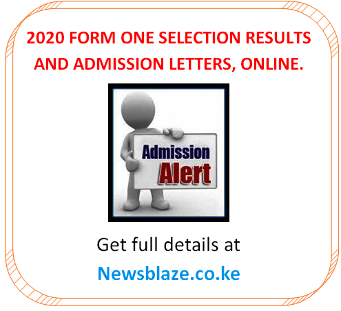 Form one selection 2020 results and admission letters; Extra County schools
