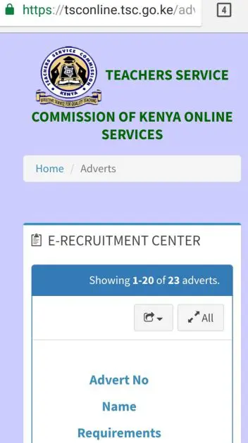 TSC online application portal for advertised teachers' promotions vacancies TSC online application portal for advertised teachers' promotions vacancies