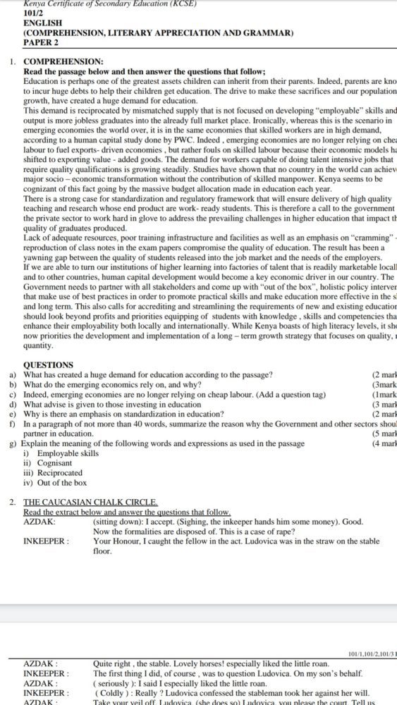 Free English Language notes, schemes, lesson plans, Setbooks' guides, Poetry notes,KCSE Past Papers, Termly Examinations, revision materials and marking schemes.