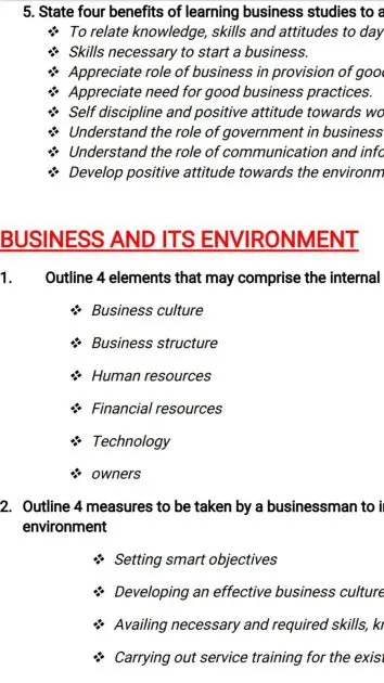 Free Business Studies notes, schemes, lesson plans, KCSE Past Papers, Termly Examinations, revision materials and marking schemes.