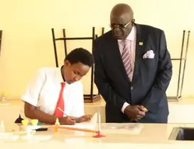 Education CS George Magoha inspects a past KCSE practical examination. Education CS George Magoha inspects a past KCSE practical examination.