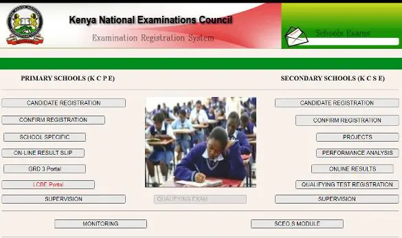 KNEC LCBE portal for marks capture.