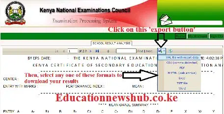 Download KCSE results for the whole school