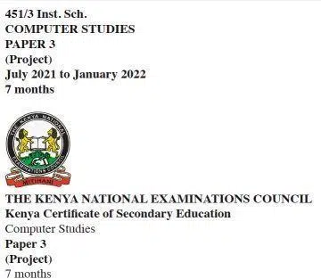 KCSE Computer Studies 451/3 project 2021 pdf download (Instructions and ...