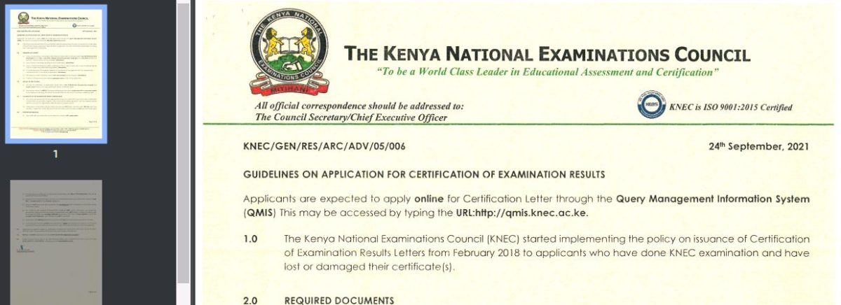 Knec- How to easily replace a lost KCPE or KCSE examination certificate