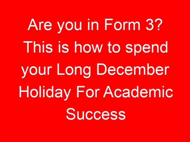 Read more about the article Are you in Form 3? This is how to spend your Long December Holiday For Academic Success