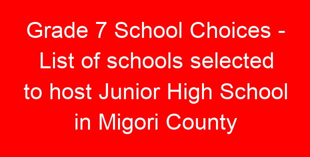 Grade 7 School Choices - List of schools selected to host Junior High School in Migori County