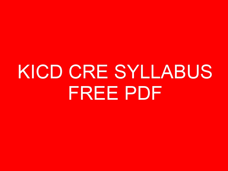 KICD CRE SYLLABUS FREE PDF