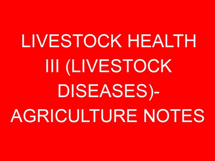 Read more about the article LIVESTOCK HEALTH III (LIVESTOCK DISEASES)- AGRICULTURE NOTES