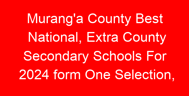 Murang'a County Best National, Extra County Secondary Schools For 2024 form One Selection, Admissions